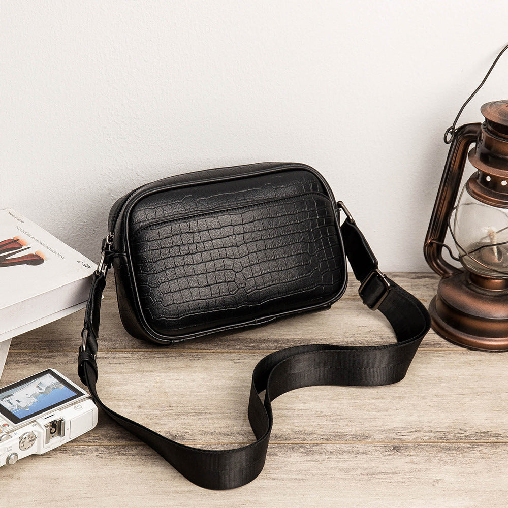 Leather Crocodile Print Shoulder Bag