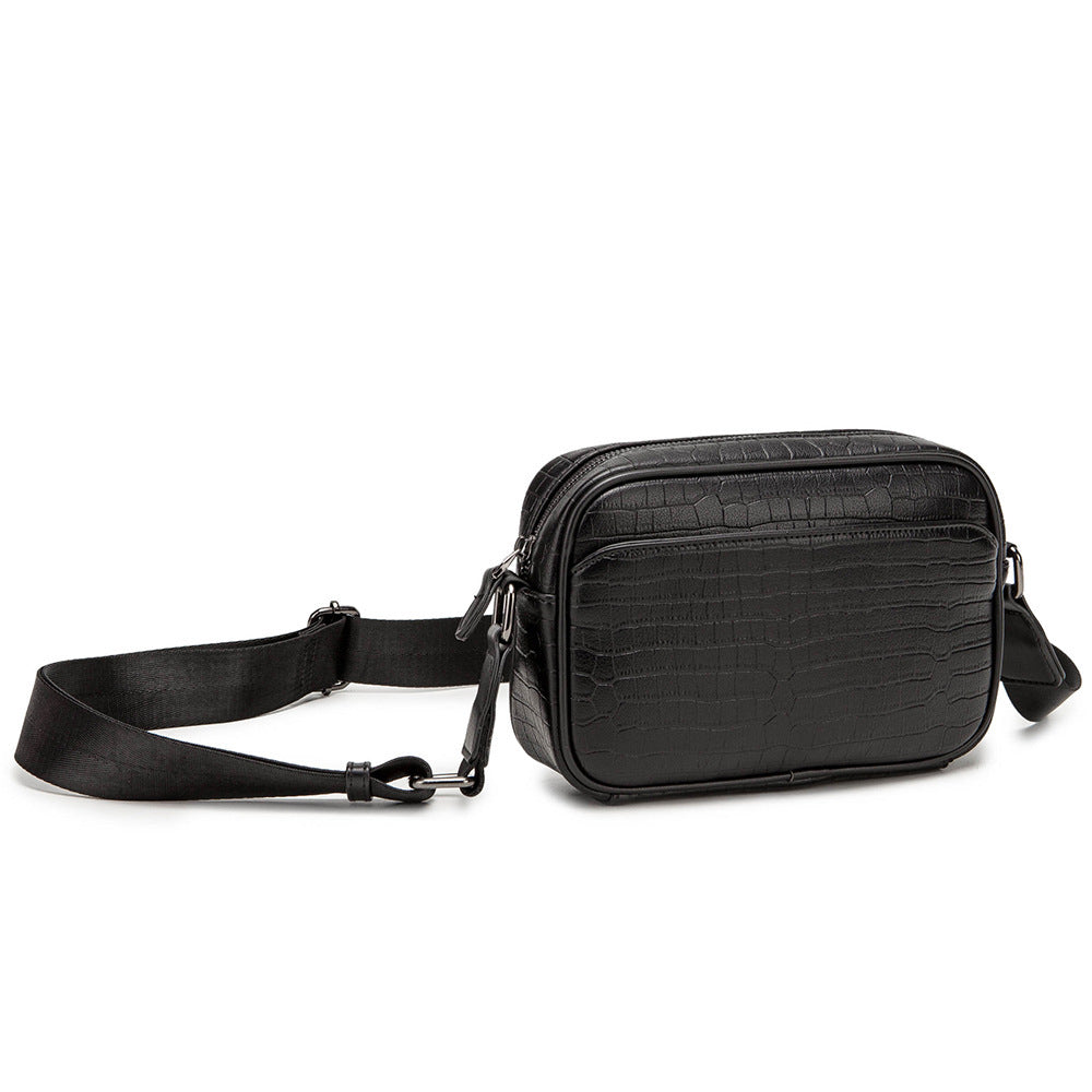 Leather Crocodile Print Shoulder Bag