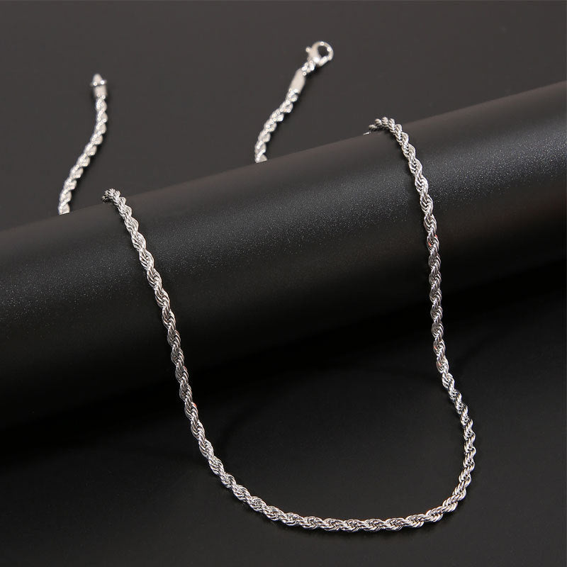 Men's Silver Twisted String Chain Necklace