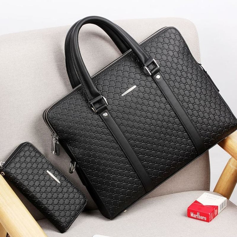 Men's leather briefcase handbag