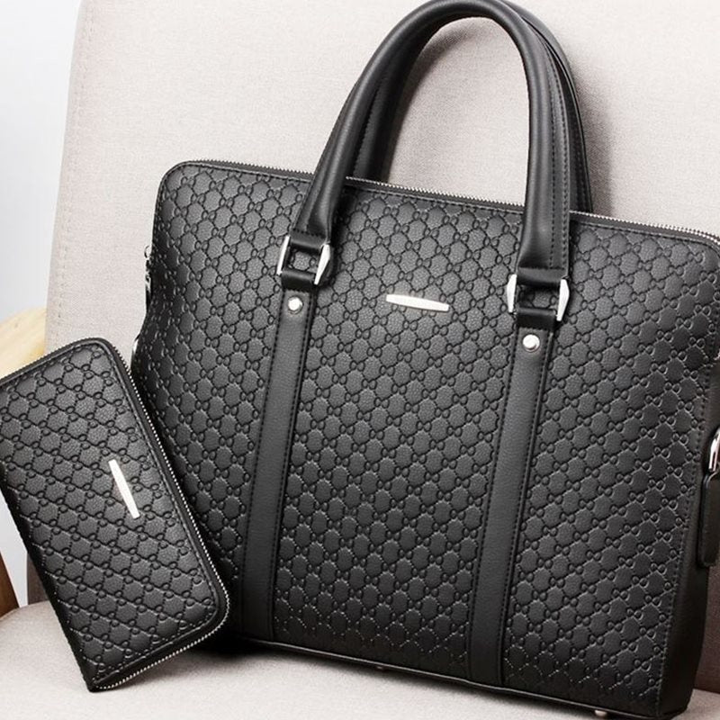 Men's leather briefcase handbag