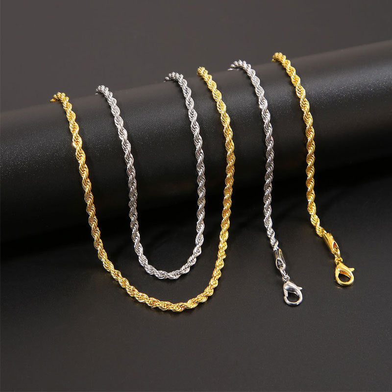 Men's Gold Twisted String Chain Necklace