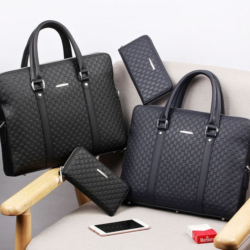 Men's leather briefcase handbag