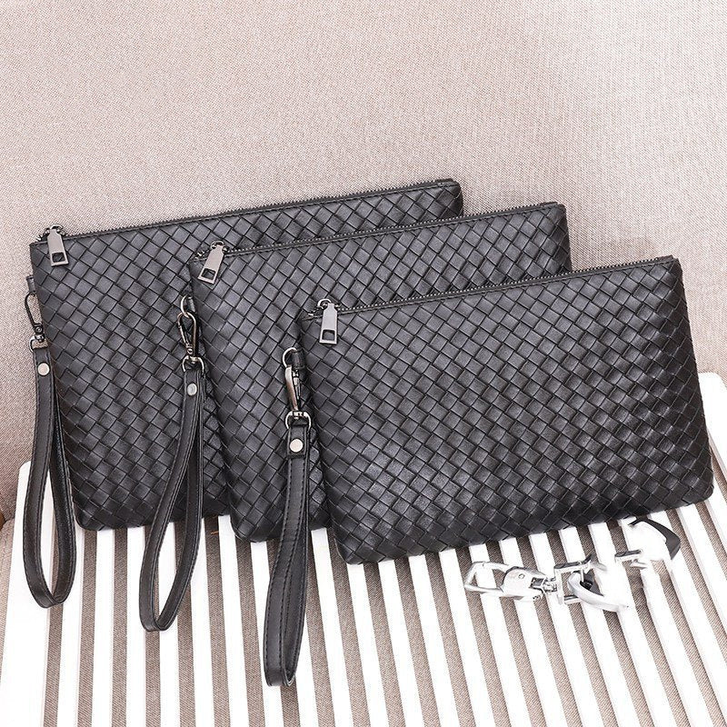 Leather Woven Clip Bag