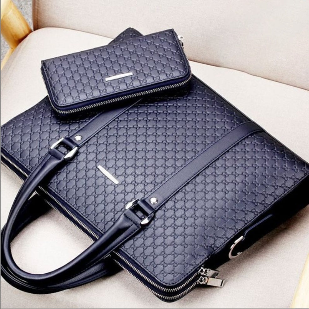 Men's leather briefcase handbag