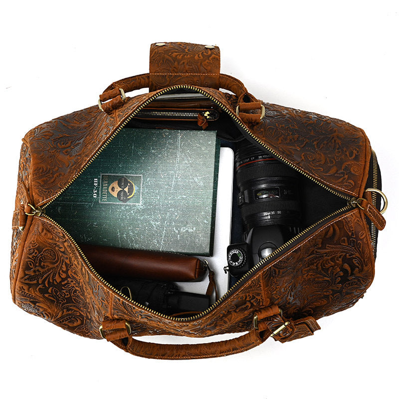 Vintage Cowhide & Leather Gym / Travel Bag