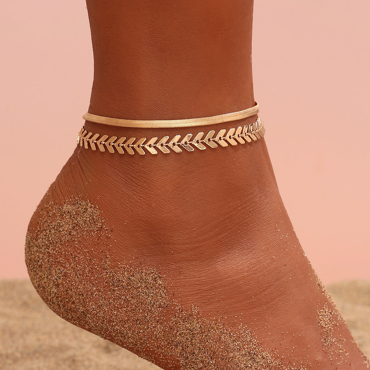 Women's Two-piece Anklet Snake Chain