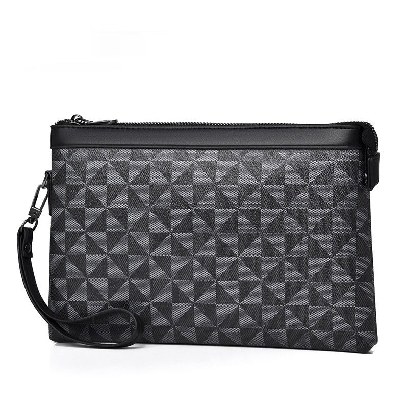 Men's Plaid Leather Handbag