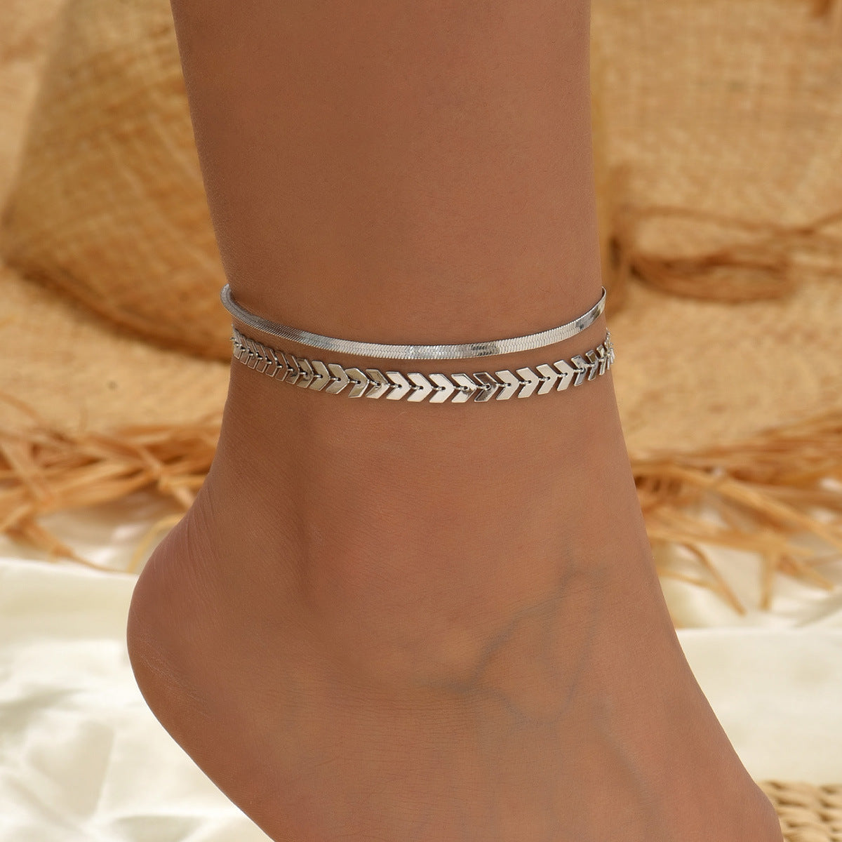 Women's Two-piece Anklet Snake Chain
