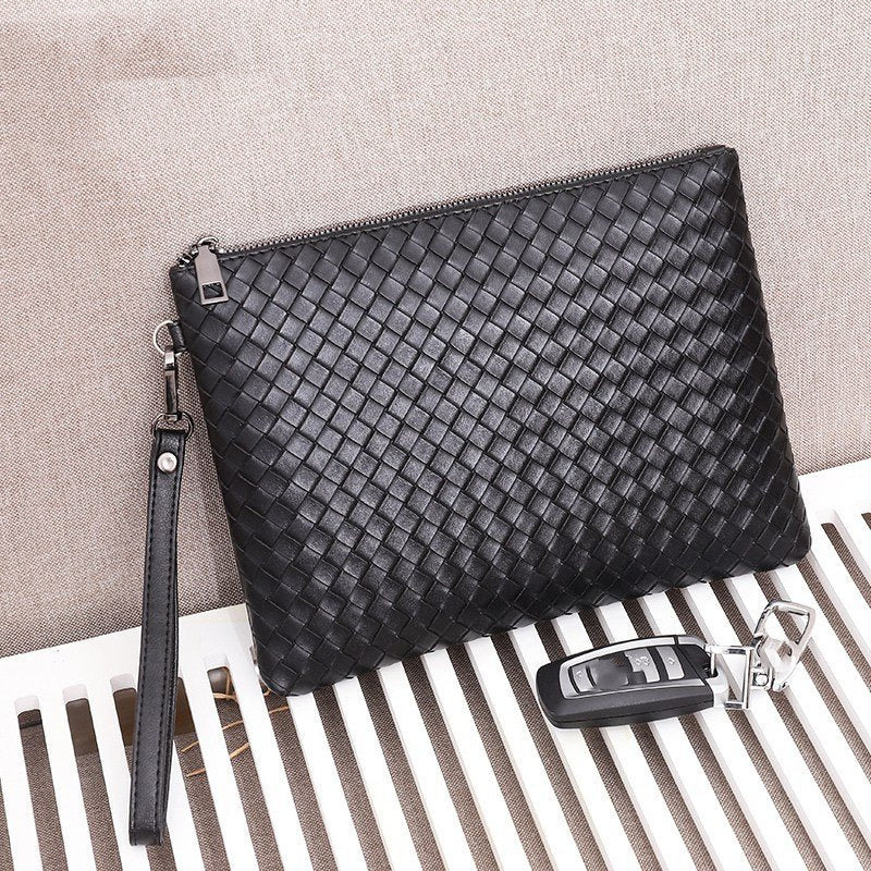 Leather Woven Clip Bag
