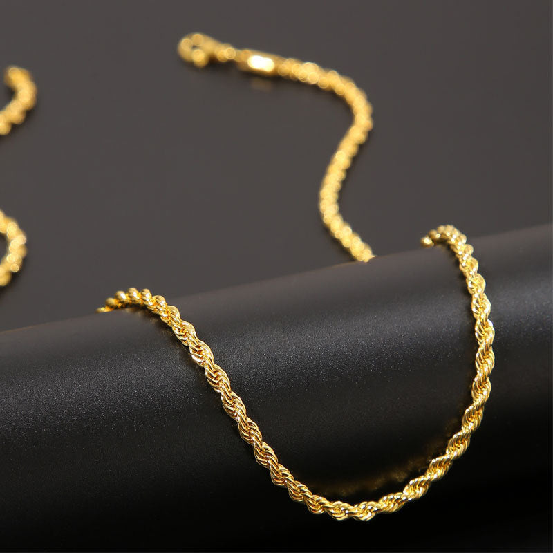 Men's Gold Twisted String Chain Necklace