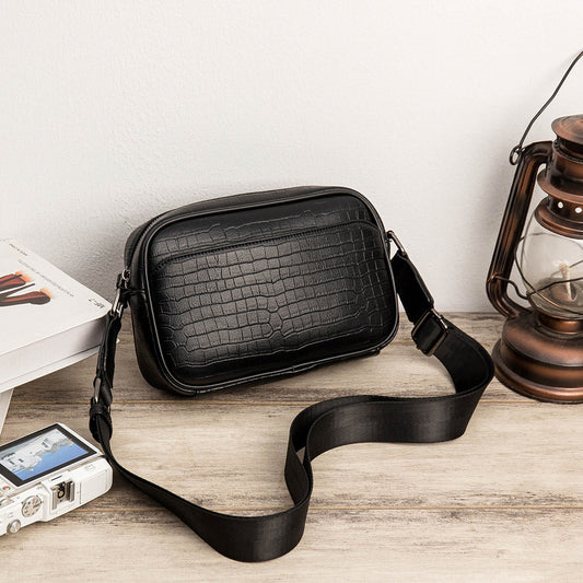 Leather Crocodile Print Shoulder Bag