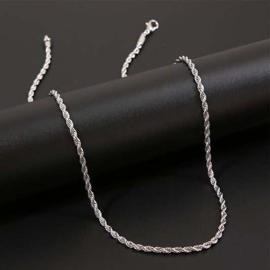 Men's Silver Twisted String Chain Necklace