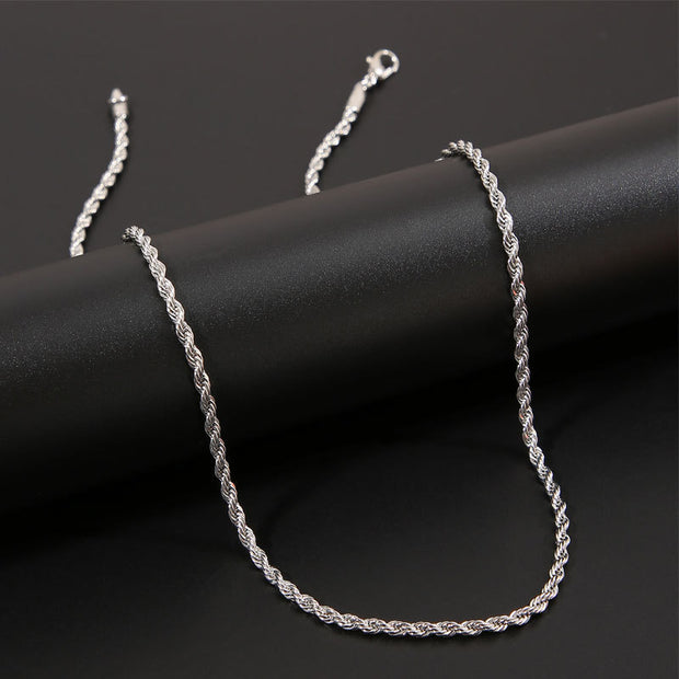 Men's Silver Twisted String Chain Necklace
