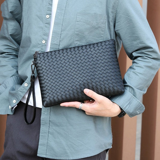 Leather Woven Clip Bag