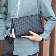 Leather Woven Clip Bag
