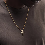 Men's Gold & Diamond Cross Necklace