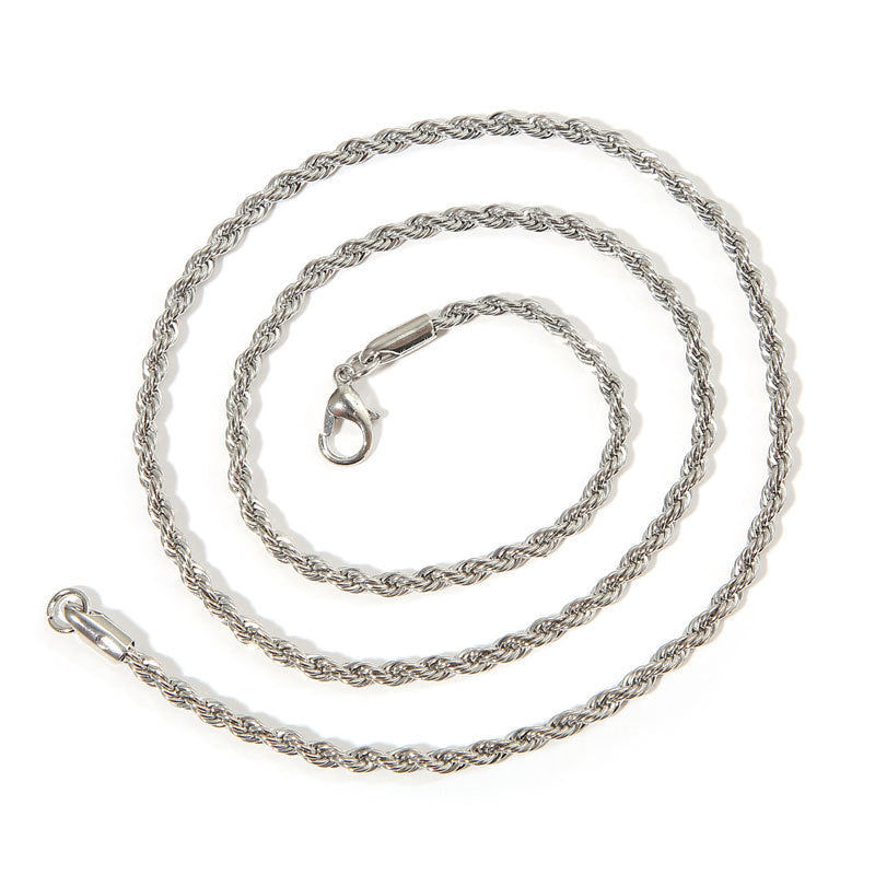 Men's Silver Twisted String Chain Necklace