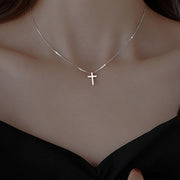 Simple Plain Cross Pendant Clavicle Chain