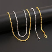 Men's Gold Twisted String Chain Necklace