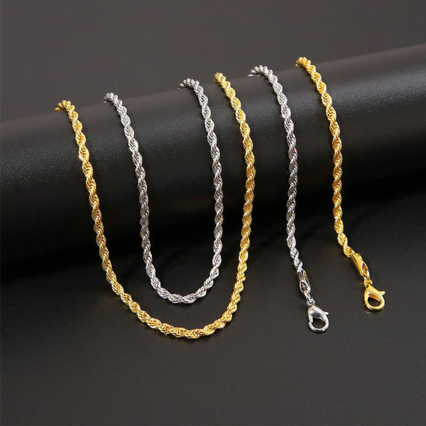 Men's Gold Twisted String Chain Necklace