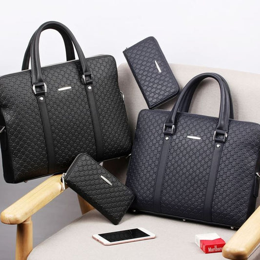 Men's leather briefcase handbag