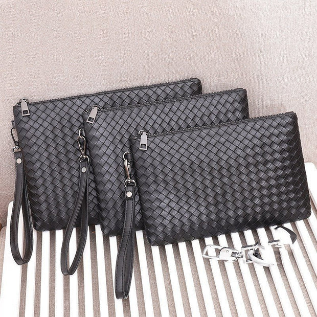 Leather Woven Clip Bag