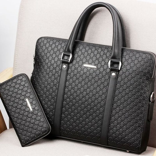 Men's leather briefcase handbag