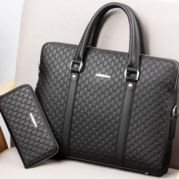 Men's leather briefcase handbag