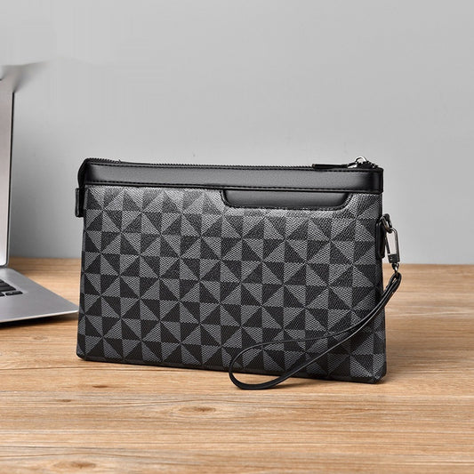 Men's Plaid Leather Handbag