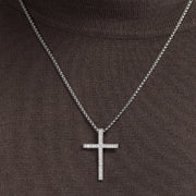 Men's Silver Diamond Cross Necklace