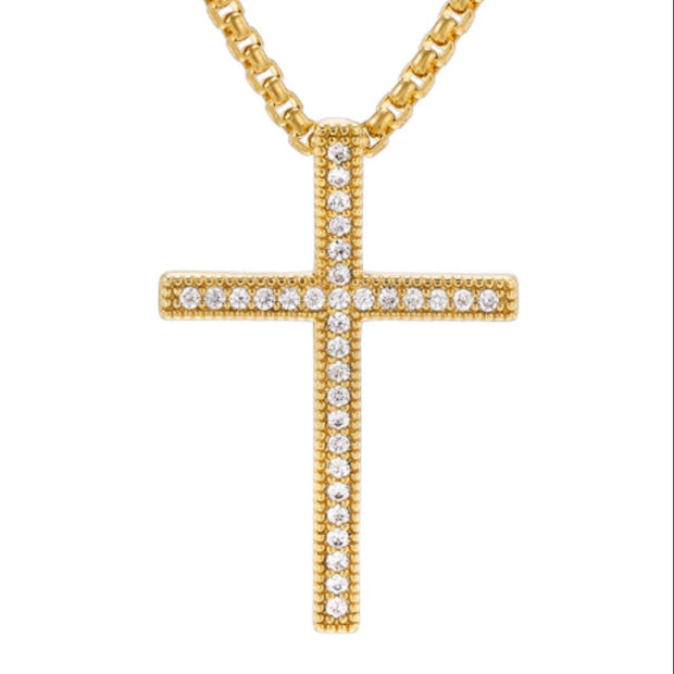 Men's Gold & Diamond Cross Necklace