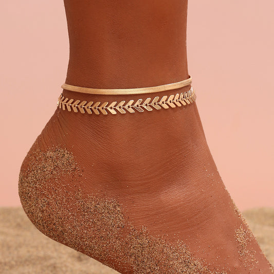 Women's Two-piece Anklet Snake Chain