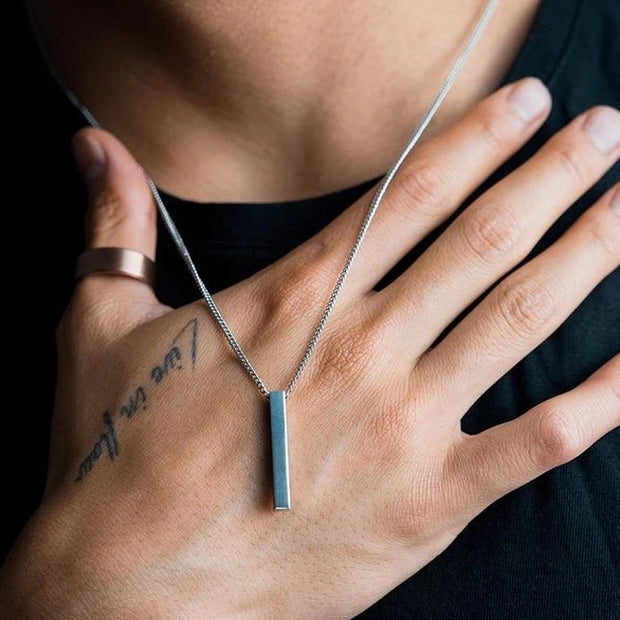 Men's White Steel Pendant Necklace