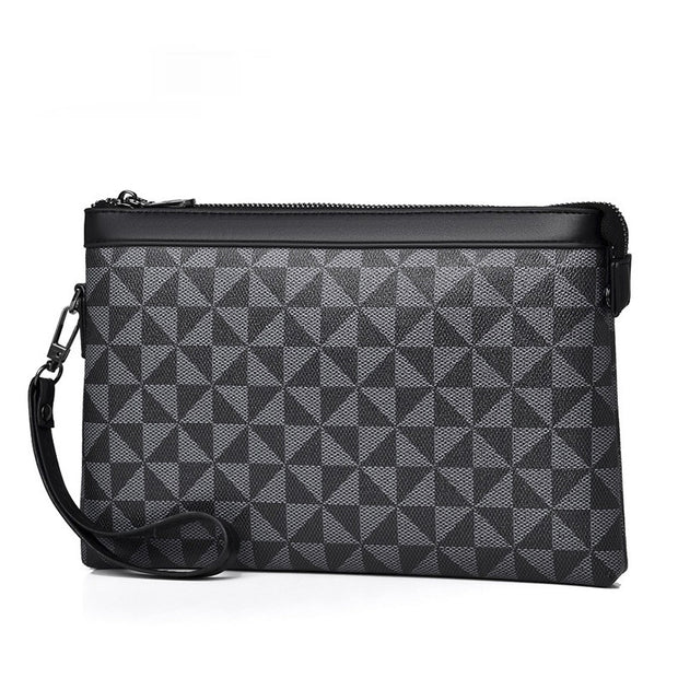 Men's Plaid Leather Handbag