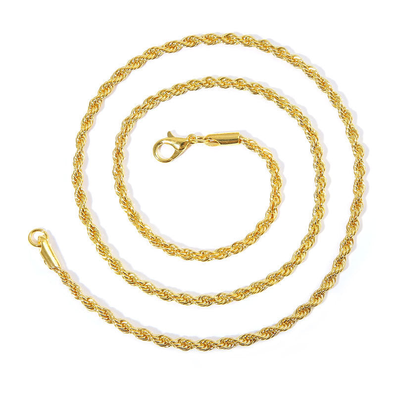 Men's Gold Twisted String Chain Necklace