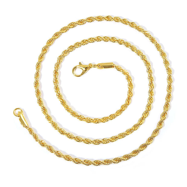 Men's Gold Twisted String Chain Necklace