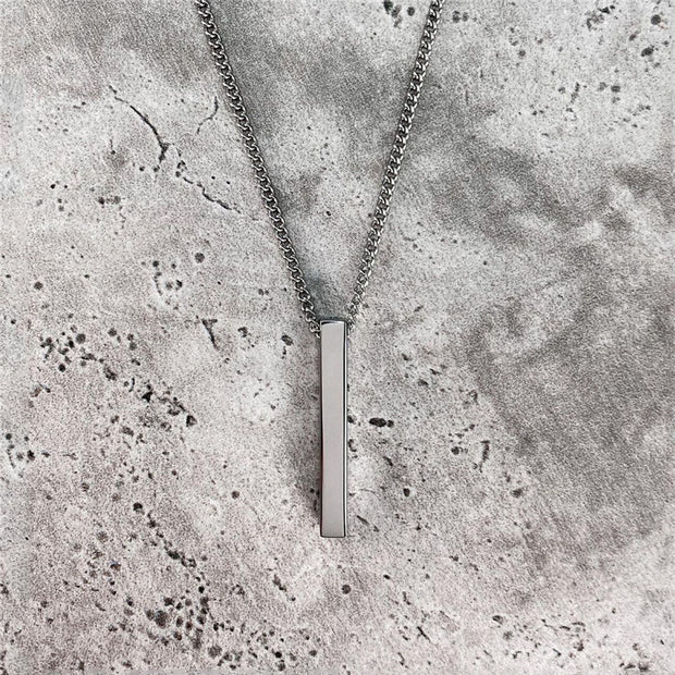 Men's White Steel Pendant Necklace