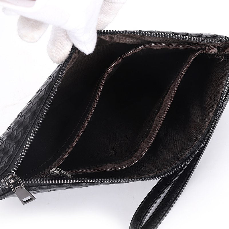 Leather Woven Clip Bag