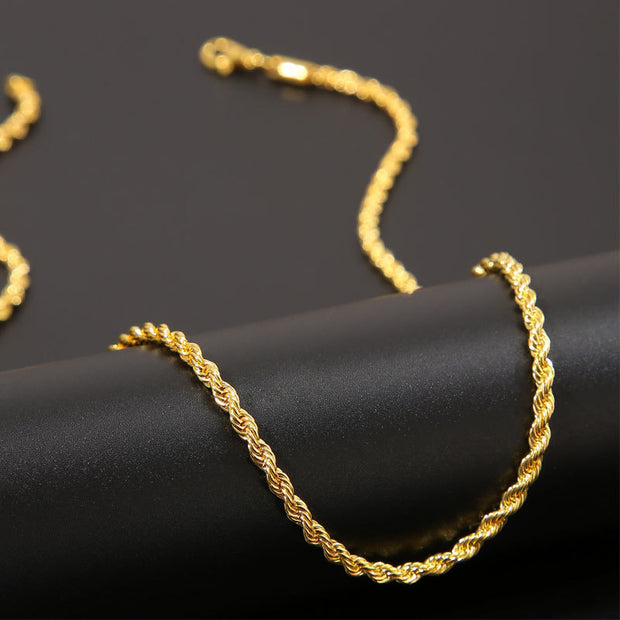 Men's Gold Twisted String Chain Necklace