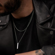 Men's White Steel Pendant Necklace