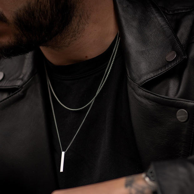 Men's White Steel Pendant Necklace