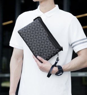 Men's Plaid Leather Handbag